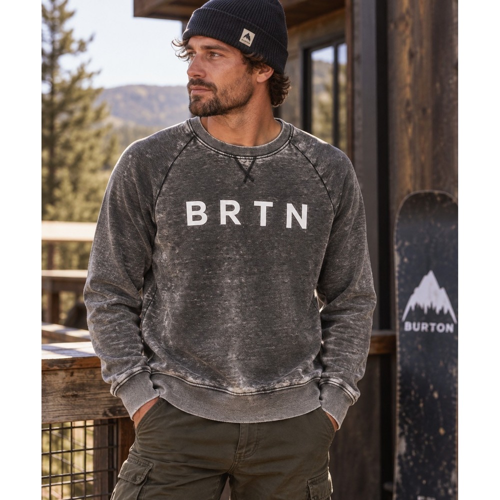 BRTN Men's Gray Crewneck Pullover Sweatshirt Logo Long Sleeve Size L